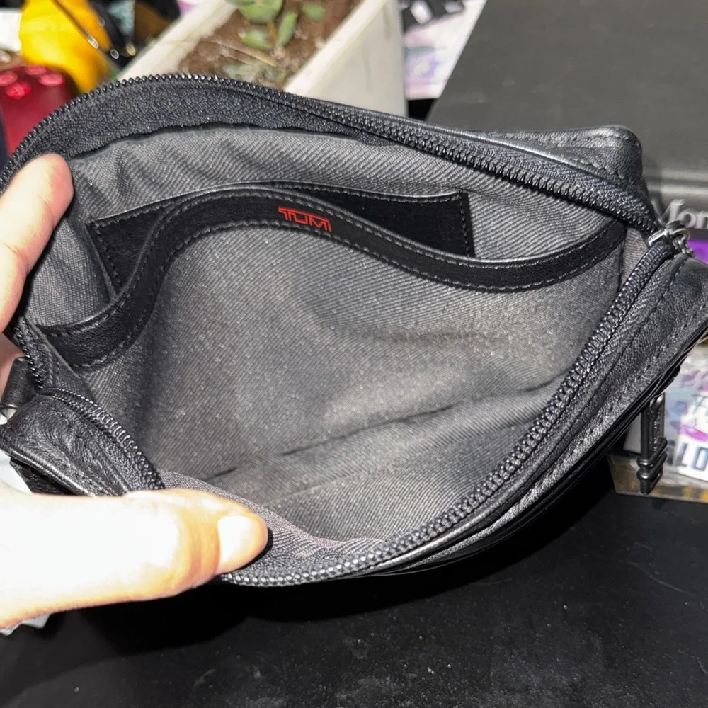 Tumi Black Leather Toiletry Bag
